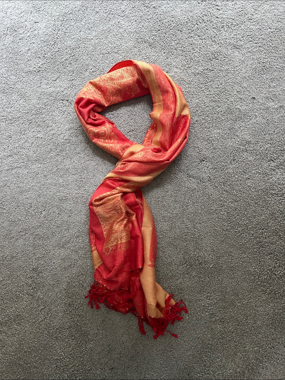 Red-Orange and Light Yellow-Orange Pashmina (Women's Scarf)